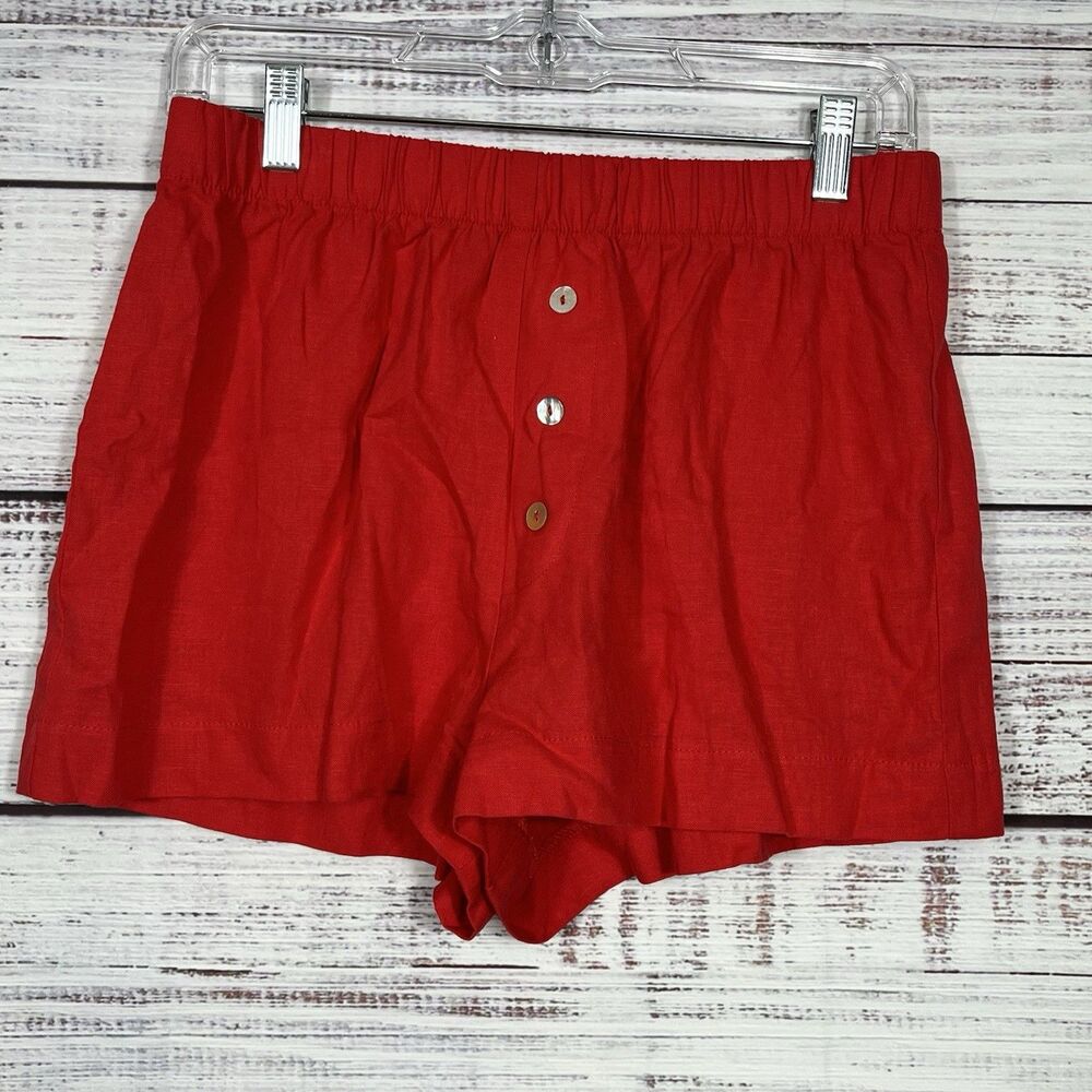 Show Me Your Mumu Shorts Size Medium Linen Blend Max Boxer Red 2” Inseam Pull On